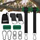 Extra Long Tree Swing Straps, 3FT/10FT/20FT/30FT Tree Swing Hanging Straps Kit Holds 5000 lbs with Tree Protector, Heavy Duty Carabiner and Swivel Perfect for Swings & Hammocks (10 FT) (Black)