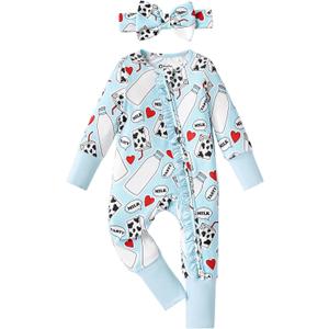 PATPAT Bamboo Viscose Baby Footie with Headband, Size: 18-24 Months, Blue
