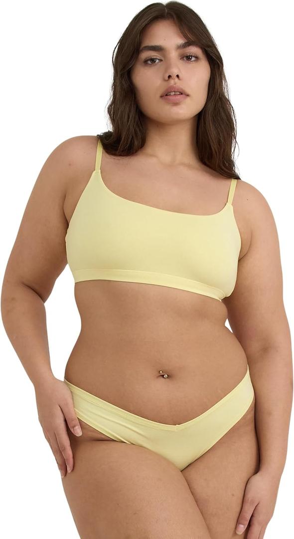 Organic Basics Women's Flex Scoop-Neck Cotton Bralette (Light Lemon), XSmall