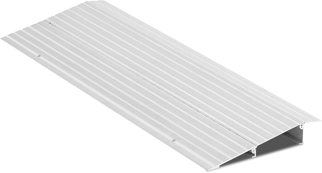 Door Threshold Ramp 2" Rise Door Ramp Aluminum Entry Ramp or Doorways Rated 800 lbs Load Capacity forWheelchair Scooters Power Chairs Walkers Metallic