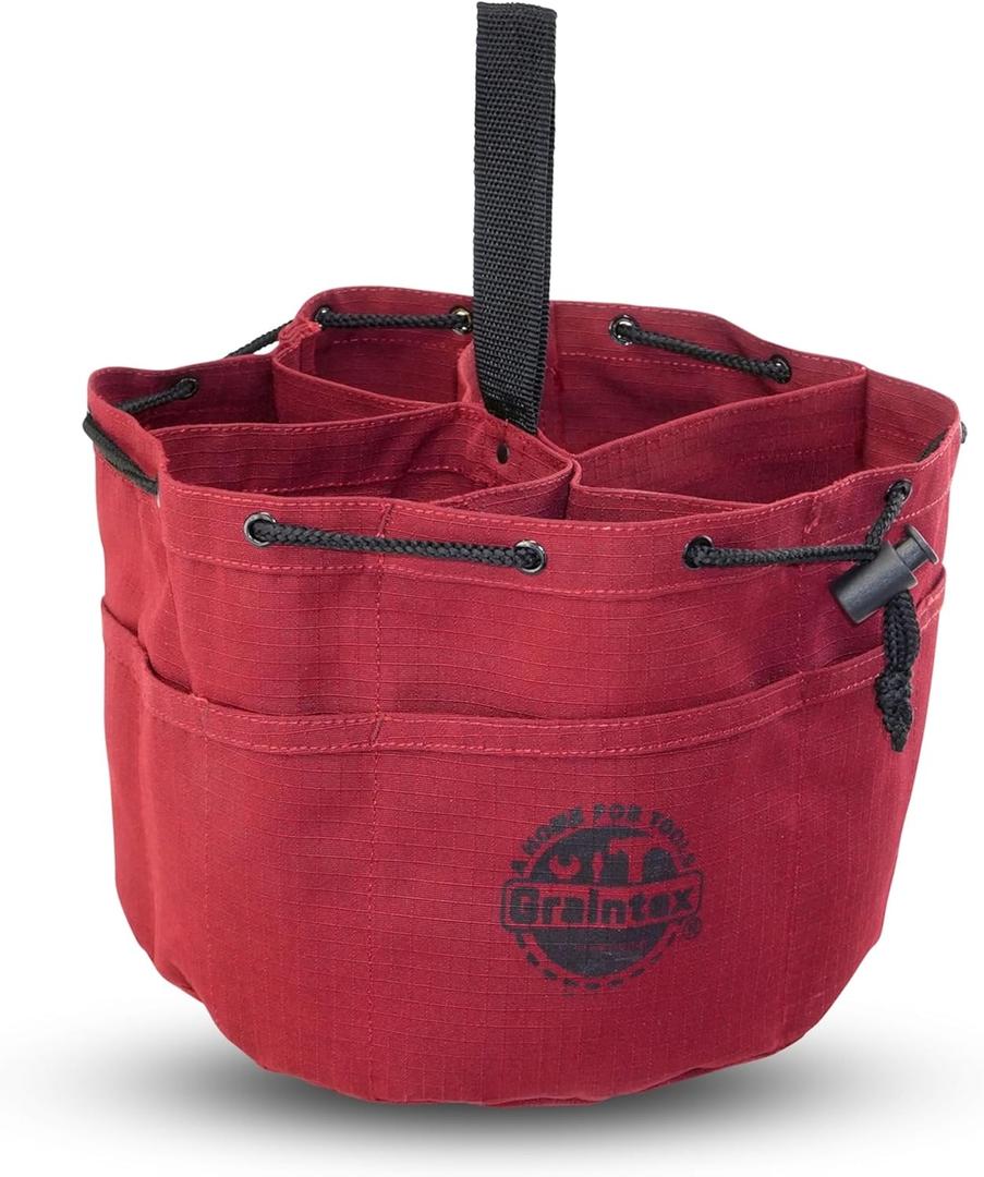 Graintex 18 Pockets Grab Bag Rip-Stop Canvas Drawstring Closure, Small Part Organizer Pouch, Small Tools, Screws, Parts, Parachute Tool Bag for Efficient Storage (Burgundy)