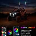 KEMIMOTO 2PCS 3FT Whip Lights for Side by Side, APP Control Turn Brake Reverse Signal Function Spring Mount LED, ATV UTV Whip Lights Compatible with Can-Am Maverick X3 Polaris RZR XP Talon Sportsman