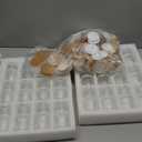 Layhit 48 Pcs 2oz/ 60ml Glass Jars with Lids Clear Small Jars with Plastic Woodgrain Lids, White Labels and Inner Liners Empty Round Cosmetic Containers for Creams Lotions (Clear)