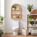 Rattan Wall Shelf - 3 Tier Boho Arched Wicker Hanging Shelves, 20.1 x 12.2 x 4.4 inches