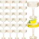 24 Pcs Ribbed Martini Glasses 7 oz Disposable Plastic Vintage Ribbed Coupe Glasses Cocktail Unbreakable Dessert Parfait Glassware for Wedding Birthday Party Supplies (Clear)