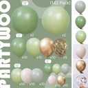 2 x PartyWoo Sage Green Balloon Arch Kit Garland 142pcs Different Sizes of 18 12 10 5 Inch Olive Dusty Boho Green Balloons for Baby Shower Graduation Jungle Woodland Dinosaur Birthday Party Decorations