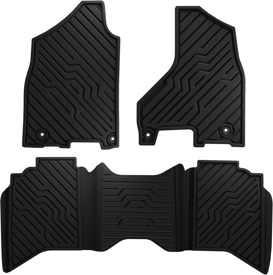 Car Rubber Floor Mats 2013-2018 Dodge ram 1500 - Custom Fit All Weather Protection Heavy Duty Black Auto Floor Liners (Black)
