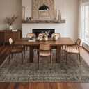 GENIMO 8x10 Area Rug Machine Washable Boho Rug for Living Room,Ultra-Thin Low Pile Carpet,Lightweight Indoor Printed Rug,Non Slip Floral Area Rug for Bedroom, Dining Room, Home Office,Brownish Green