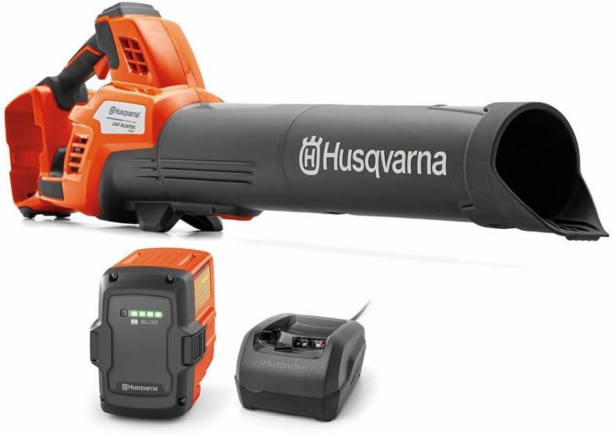 Husqvarna Leaf Blaster 350iB Battery Powered Cordless Leaf Blower, 200-MPH 800-CFM, Brushless Motor and Quiet Operation, 40V Lithium-Ion 7.5 Ah Battery and Charger Included, Gifts for Men, 970569904