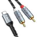 J&D USB C to RCA Audio Cable, Type-C Male to 2RCA Male Y Splitter Car Auxiliary Stereo Speaker Amp Cord, Compatible with Pixel 10/9/8, iPhone 16/17 Series, Galaxy S25/24, 3.3 Feet