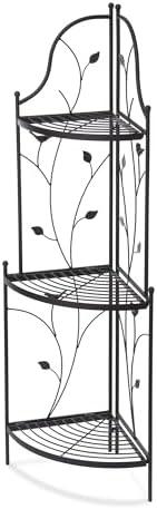 Glitzhome 3-Tier Planter Shelf, Organizer Rack Flower Pot Plant Stand Indoor Outdoor Metal Planter for Garden and Home, Matte Black