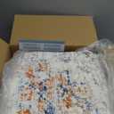 Washable Vintage Area Rug 6'x9' Boho Beige Blue Chic Medallion Distressed Design Non-Shedding Easy Care Ideal for High Traffic Areas in Living Room Bedroom Kitchen Office Large Carpet