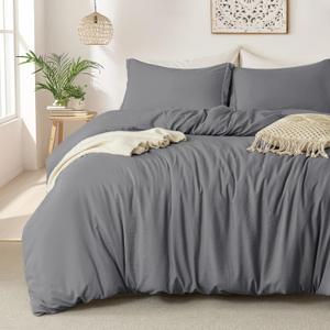 MILDLY Super Soft Duvet Cover - 100% Washed Microfiber Dark Grey Comforter Cover Set 3 Pieces with Zipper Closure & Corner Ties (No Comforter) (Full (80"x90"))