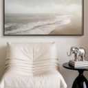 HUARCEY Sand Texture Canvas Wall Art 20"x40", Black Metal Framed Neutral Coastal Horizon Painting Print Modern Minimalist Misty Ocean Artwork for Living Room Bedroom Office Gallery Wall Decor
