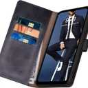 3 x SUANPOT for Samsung Galaxy A35 5G Wallet case with RFID Blocking Credit Card Holder,Flip Book PU Leather Protective Cover Women Men for Samsung A35 Phone case Black