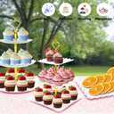 Joy Akkess 6 Pcs Dessert Table Display Set with 2 Pcs 3 Tier Cake Stand, 3 Pcs Dessert Trays and 1 Tongs for Tea Party Wedding Baby Shower(White, Wavy)