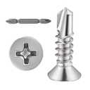 Wensilon500pcs#85/8for Sheet Metal Self-Tapping Screws 410 Stainless Steel Flat Head High-Strength Quick self-Drilling Screws
