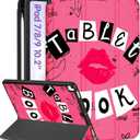 for iPad 9th/8th/7th Generation Case 10.2 Inch Girls Cute Women Folio Smart Cover with Pencil Holder Red Lips Design Funny Girly Teens Unique Cases for iPad 7/8/9 Gen A2602 A2270 A2197