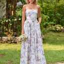 KUTUMAI Floral Corset Long Maxi Dress Lace Up Flowy A Line Summer Wedding Guest Dresses for Women Sundress with Pockets (XL)