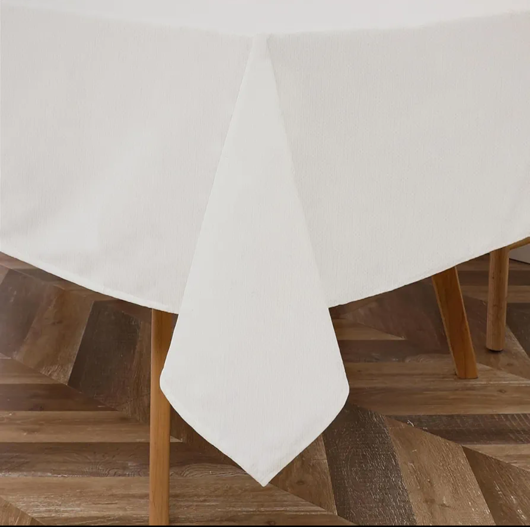 Majestic Giftware PVC Faux Leather Rectangle Tablecloths | (TCE37-54144) White Waterproof & Spill Proof Dining Table Cover | Decorative Washable Tablecloth for Home, Kitchen, Party (54X144)