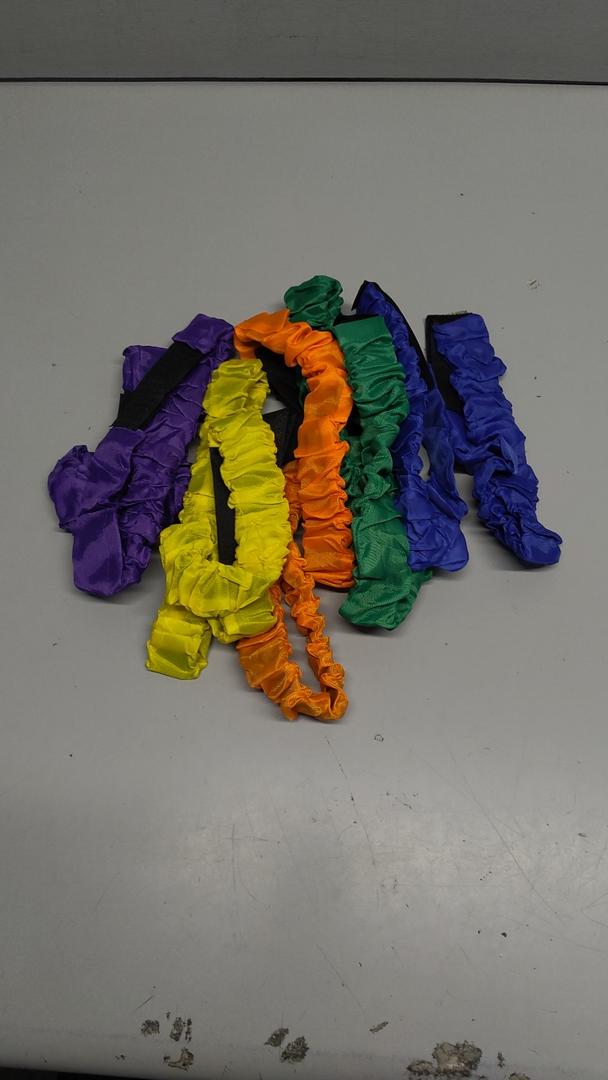 10 Pieces 3 Legged Race Bands Colorful Elastic Tie Rope for Birthday Relay Race Game Carnival Field Day Backyard Indoor Outdoor Team Building Game Party Supplies