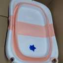 Collapsible Baby Bathtub,Baby Bath Tub with Soft Cushion & Thermometer,Baby Bathtub Newborn to Toddler 0-36 Months,Portable Travel Baby Tub (Pink)