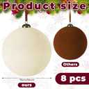 8 Pcs 6 Inch Large Velvet Christmas Ball Ornaments,Cream White