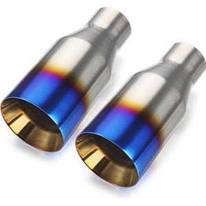 A-KARCK Blue Burnt Exhaust Tip 2.5" Inlet to 4" Outlet, 2.5" Inlet 9" Long Blue Exhaust Tailpipe Tip Double Wall Weld On 2 PCS