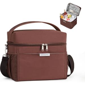HOMESPON Lunch Box for Women Men - Insulated Lunch Bag Waterproof Lightweight Cooler Bag for Work, Picnic, Travel (Medium, Brown)