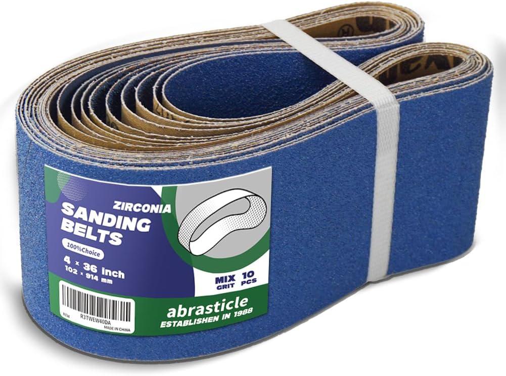  Zirconia Sanding Belts for Metal  4 x 36 Inch Zirconia Metal Grinding Sand Paper, 10 PCS 2 Each of 40/60/80/120/240 Assorted Grits, Perfect for Metal Polishing, Derusting, Woodworking 