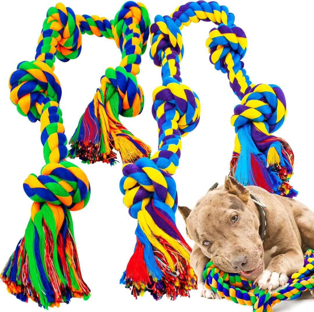 XL Indestructible Dog Toys for Aggressive Chewers Large Breed, Durable Dog Chew Toy, Large Dog Toys for Large Dogs Safe and Long Lasting Puppy Teething Chew Toys, Cotton Dog Rope Toys for Medium Dogs
