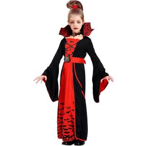 ThinkMax Halloween Vampire Costume for GirlsKids Royal Queen Skirt for Halloween Dress Up Party (Large)