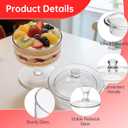 Glass Trifle Bowl with Pedestal and Lid, Trifle Serving Dish, Modern Minimalist Clear Glass Dessert and Cake Stand, with Pedestal for Displaying Pastries, Fruit and Layered Desserts, Ideal for Party