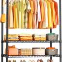 Ulif H4 Plus Portable Closets, 4-Tier Clothes Garment Rack for Bedroom and Cloakroom, Metal Clothing Storage and Organizer Wardrobe System, 45" W x 14" D x 76.4" H, Load 522lbs, Black