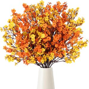 Babys Breath Artificial Flowers Bulk, Fall Decorations for Home, 7pcs Burnt Orange Gypsophila Babys Breath for Wedding Arches Bouquets Table Centerpieces Autumn Decor