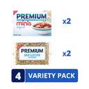 Premium Saltine Crackers Variety Pack, 2 Mini and 2 Soup & Oyster Crackers, Lunch Snacks, Bulk Snacks, 4 Packs (EXP 05/23/26)