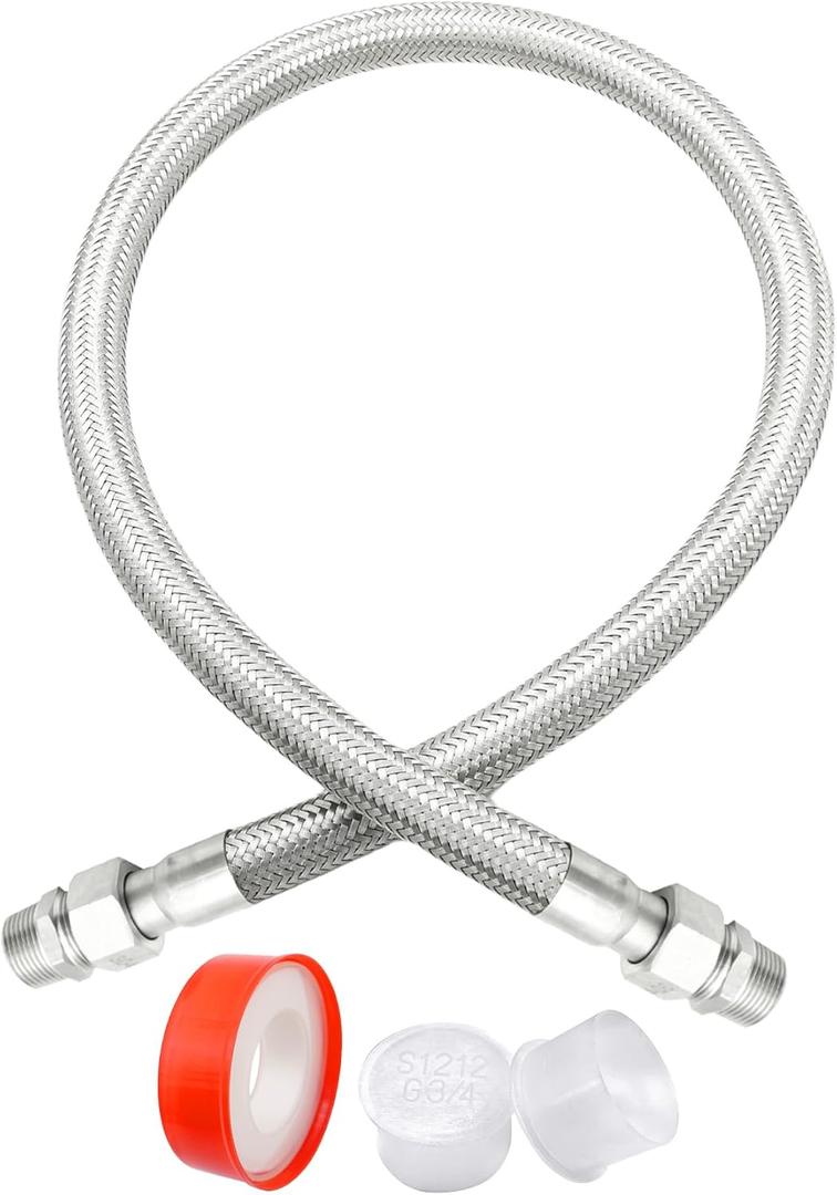 40" x 3/4" universal compressor jumper hoseIndustrial Grade Compressor Jumper hose 450 PSI &750F With Two 3/4" Male Adapters (Both Sides Fittings Rotate Freely)