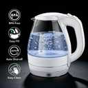 OVENTE Electric Kettle, 1.5L Borosilicate Glass Countertop Water Heater and Boiler for Coffee or Tea, BPA-Free, Auto Shut-Off, Boil-Dry Protection, Removable and Washable Spout Filter, White KG83W