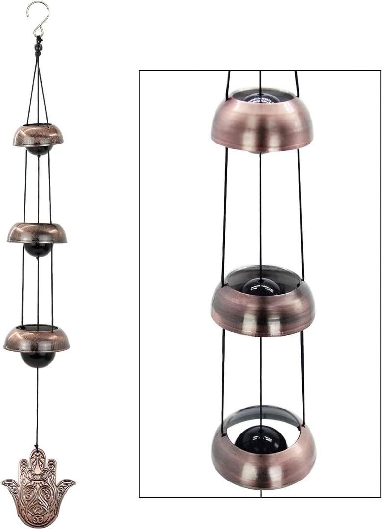 Temple Wind Chime, Red Copper Wind Chimes with 5 Bells, Feng Shui Wind Chimes for Home Yard Outdoor Decoration, A Great Memorial Wind Chime for Someone Who Loves Peace