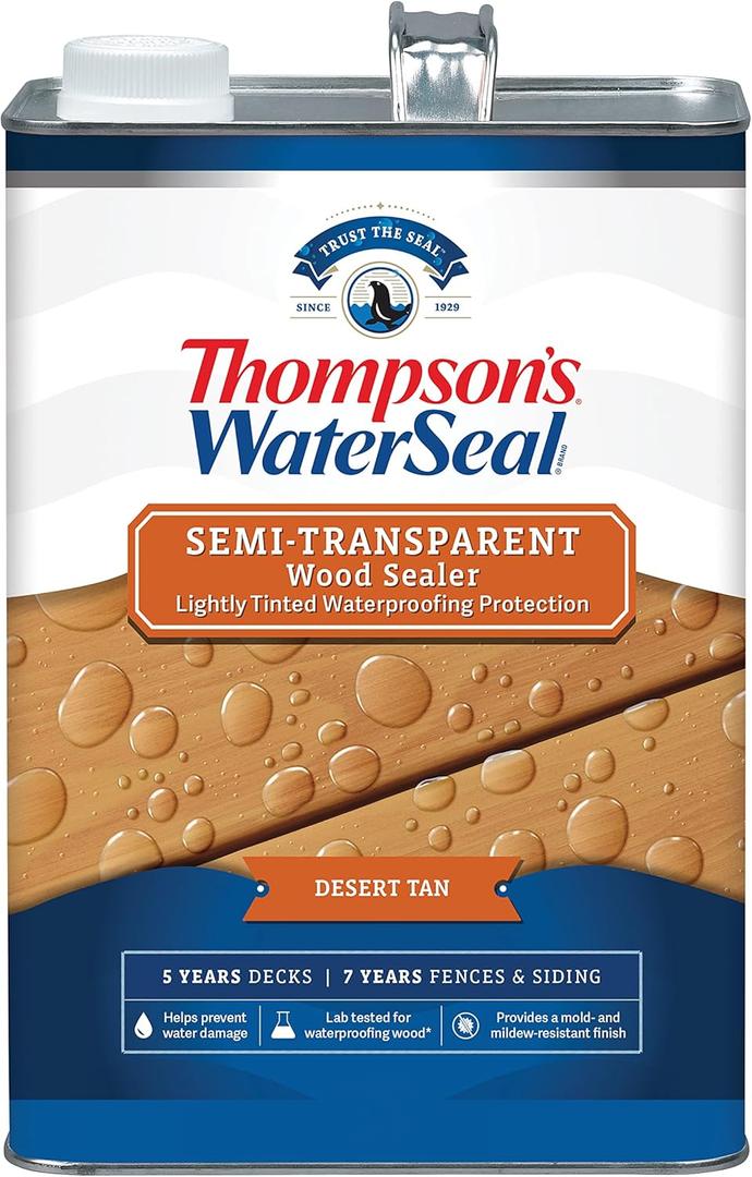 Thompsons WaterSeal Semi-Transparent Waterproofing Wood Stain and Sealer, Desert Tan, 1 Gallon