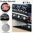 5x7 Washable Rug Vintage Floral Botanical Area Rug Non Slip Low Pile Large Rugs for Living Room, Bedroom, Farmhouse, Dining Room, Kids Playroom, Black