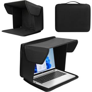 Laptop Sun Shade for Working Outside, Fits 12-16 inch Laptop, Blocks Sunlight and Reduces Glare, Lightweight Foldable Design, Easy Carry, Portable Computer Sunshade for Outdoor Work, Travel,Beach