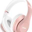 Uliptz Wireless Bluetooth Headphones, 65H Playtime, 6EQ Sound Modes, HiFi Stereo Over Ear Headphones with Microphone, Foldable Bluetooth 5.3 Headphone for Travel/Office/Cellphone/PC (Rose Gold) (Standard)