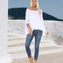 Isaac Liev Women's Tunic Top – Casual 3/4 Batwing Dolman Sleeve Off Shoulder Baggy Loose Fit Flowy T Shirt Blouse, Size XL