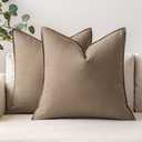 MIULEE Pack of 2 Coco Brown Pillow Covers 24x24 Inch Decorative Couch Throw Pillow Covers Linen Cushion Covers Set Modern Farmhouse Home Decor for Sofa Living Room Bed