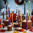 Yungyan 10 Pcs Halloween Flameless Taper Candles Bulk 11 inches LED Flickering Taper Candles Battery Operated Plastic Candlesticks for Indoor Party Decor Supplies (Pumpkin Style)