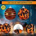 24 Pieces Halloween Day Ball Ornament,Glitter Black Ghost Tree Ornament Sequin Halloween Ball for Tree Home Party Hanging Decor