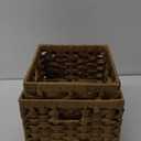 Lifewit Handwoven PP Wicker Storage Basket, Waterproof Imitation Rattan Basket with Built-in Handles, Rectangle Baskets for Organizing Shelves, Pantry, Burlywood, 2-Pack (Large+Medium)
