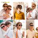 Retro Polarized Aviator Sunglasses Womens Men Vintage Double Bridge Square Sun Glasses AP3606 (P6 Black/Grey & Brown/Green)