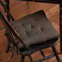 VHC Brands, Kettle Grove, Cotton, 14x14, Plaid, Chair Pad, Black, 1 Pack